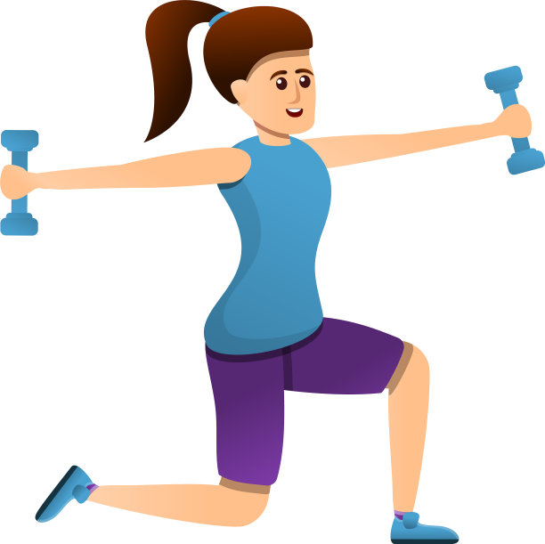 女孩健身哑铃图标卡通风格图片下载