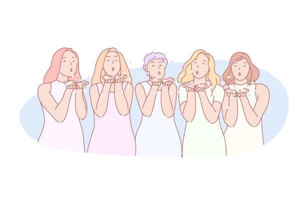 飞吻浪漫的告别概念图片下载