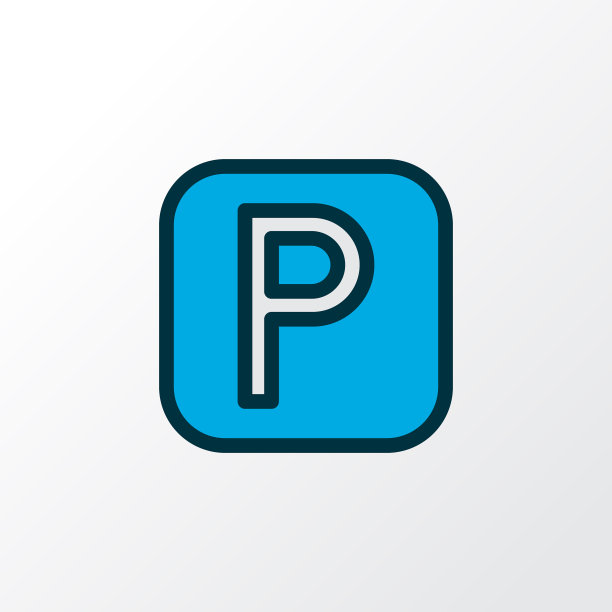 停车标志图标，彩色线条符号，溢价图片下载