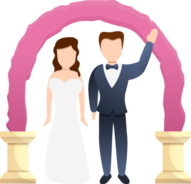 新人新娘在拱门图标卡通风格图片下载
