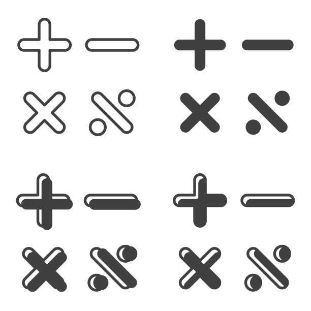 一种用于除法和乘法的集合符号图片下载