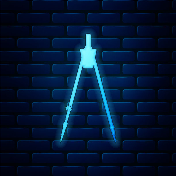 发光的霓虹灯绘制罗盘图标孤立图片下载