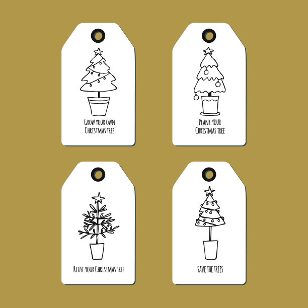 圣诞树重复使用标签图片下载