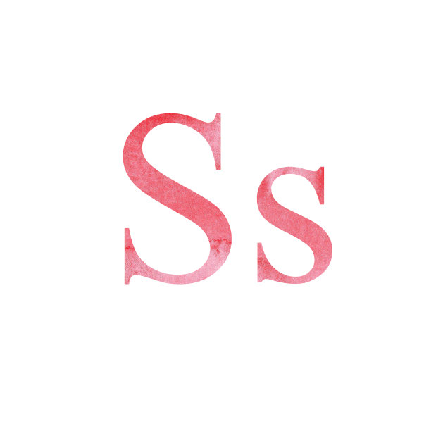 红色水彩字母S孤立在白色背景。字母表中的单一元素。设计咭、邀请海报图片下载