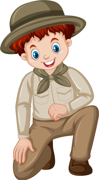 穿着公园管理员制服，背景是白色的男孩图片下载