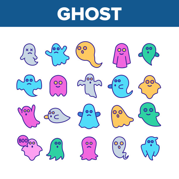 幽灵幽灵有趣的收藏图标集图片下载