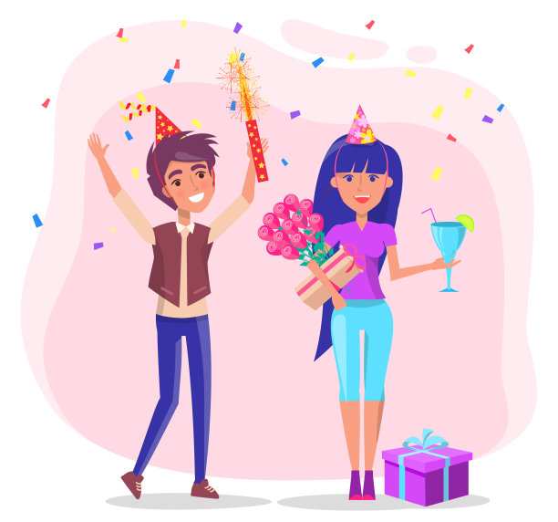情侣约会女士很高兴从男人那里得到礼物图片下载