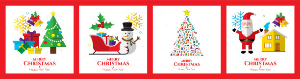 圣诞老人圣诞树和圣诞元素图片下载