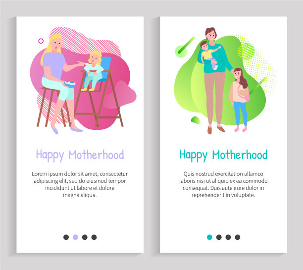 母亲和孩子们在吃饭和散步图片下载