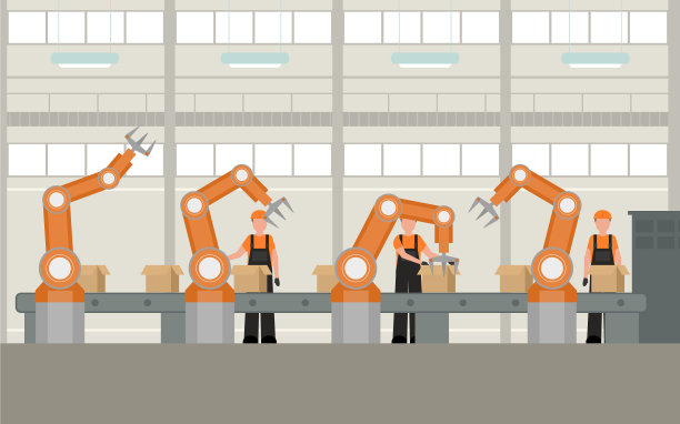 卡通彩色智能工厂内部内部一图片下载