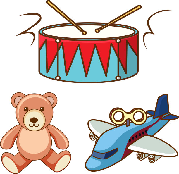 不同的玩具在白色的背景图片下载