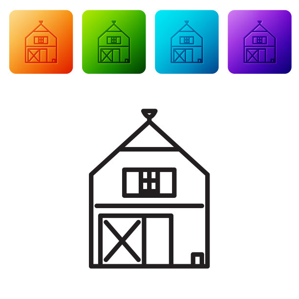 黑线农舍概念图标孤立上图片下载