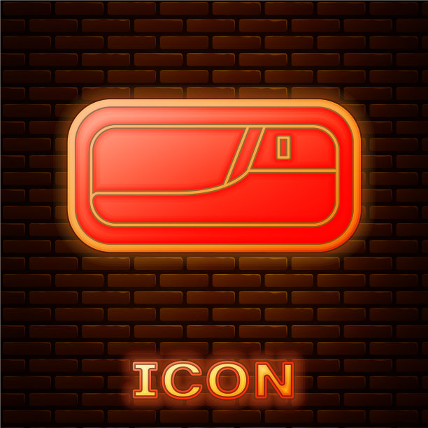 发光的霓虹灯汽车门把手图标隔离图片下载