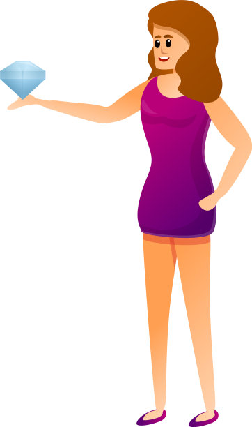 钻石女百万富翁图标卡通风格图片下载