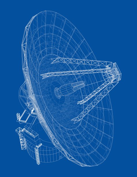射电望远镜概念大纲。向量图片下载