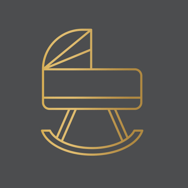 金色婴儿摇篮图标图片下载