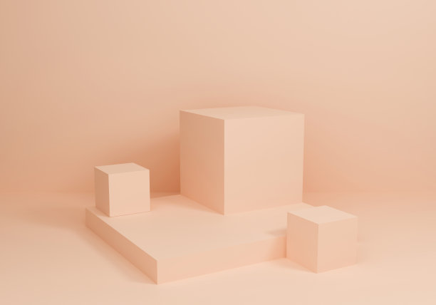 产品在网站上的3d渲染。抽象的化妆品背景纹理与几何形状。最小的模型与米色展示讲台场景。空橱窗的广告横幅。图片下载