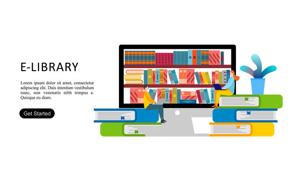 在线图书馆的网页设计模板图片下载