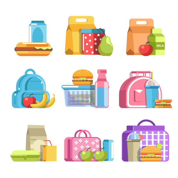 装有孩子零食的学校午餐盒图片下载
