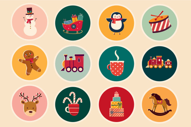 老式圣诞节贴纸图片下载