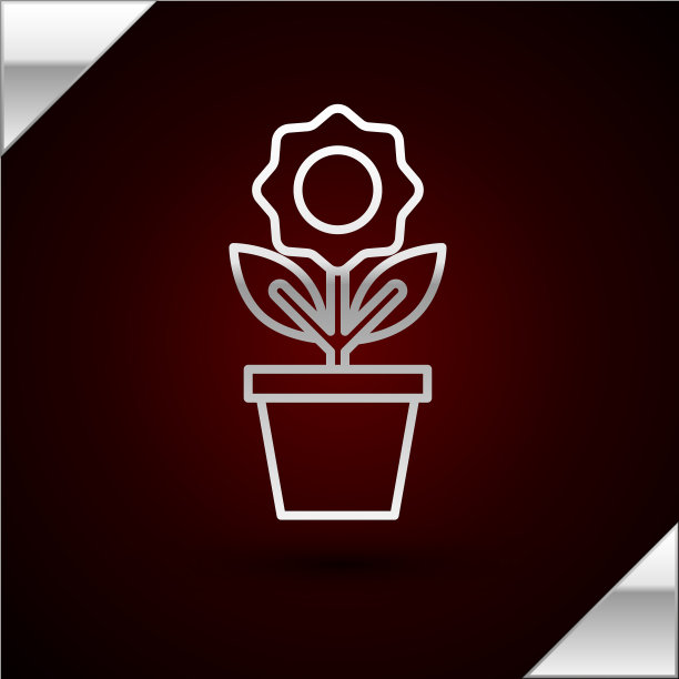 银线花在盆中图标孤立在黑暗图片下载