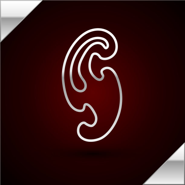 银色线法国曲线图标孤立在黑暗图片下载