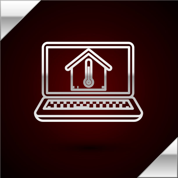 带有室内温度图标的银色线笔记本电脑图片下载