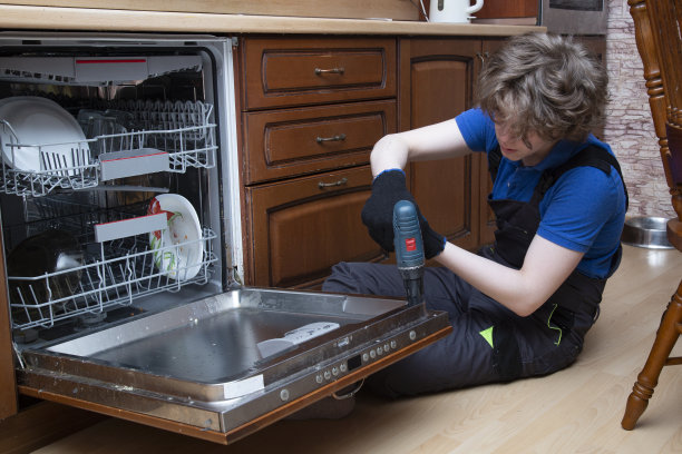 洗碗机的修复。图片下载