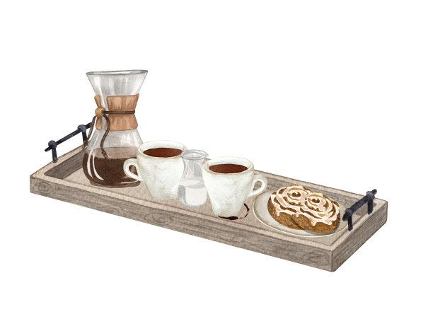 水彩咖啡。浓缩咖啡，咖啡豆，古董咖啡机，壶。手绘咖啡组成。早餐美学。卡片，标志，菜单，设计。图片下载