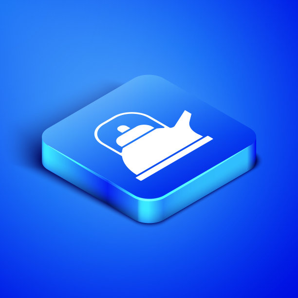 等距水壶与手柄图标隔离在蓝色图片下载