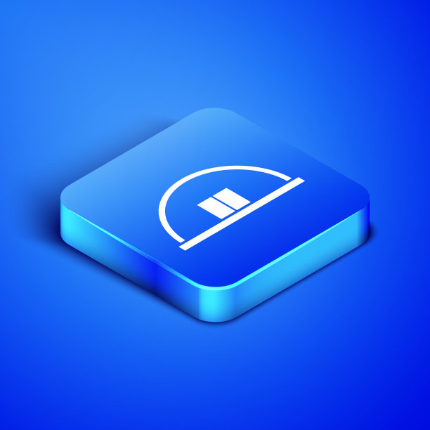 等距机库图标孤立在蓝色背景图片下载