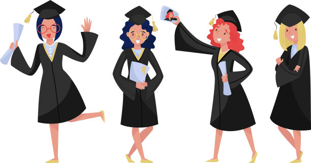 可爱的毕业女孩在传统的学术图片下载