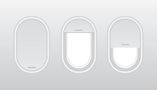 带窗帘的飞机窗户图片下载