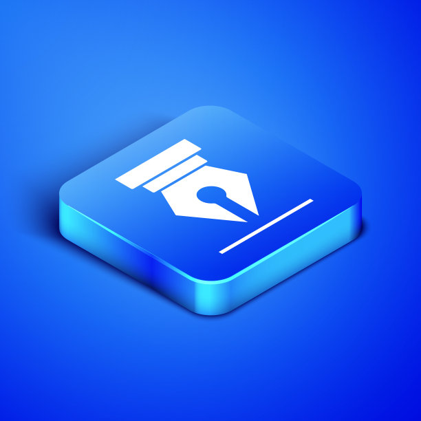 等距钢笔笔尖图标孤立在蓝色图片下载