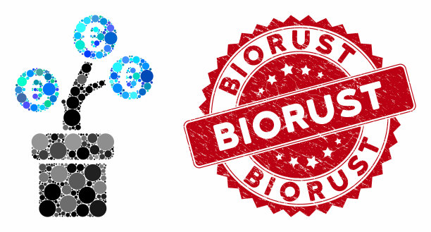 拼贴欧洲树花盆与刮花的生物锈斑印章图片下载