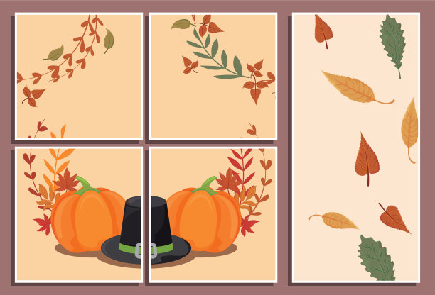 卡片上五彩缤纷的秋叶图片下载