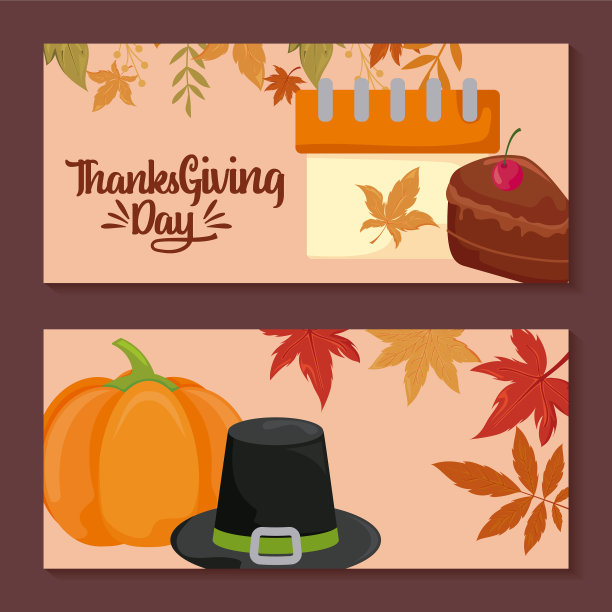 卡片上标注着感恩节和食物图片下载