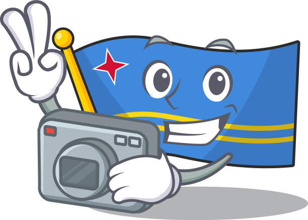 微笑的阿鲁巴旗和卡通摄影师图片下载