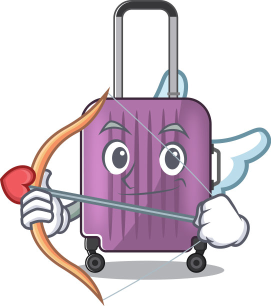 可爱的丘比特吉祥物卡通风格旅行箱图片下载