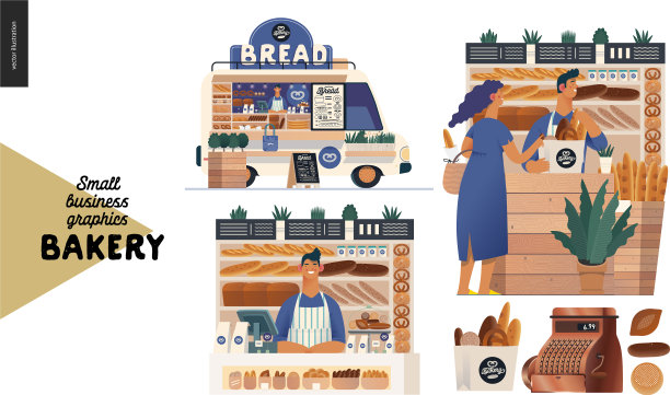 面包店-小型企业图形-集图片下载