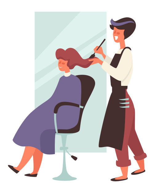 在美容院发型师和女性染发图片下载