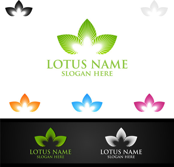 瑜伽和荷花标志与健康水疗图片下载