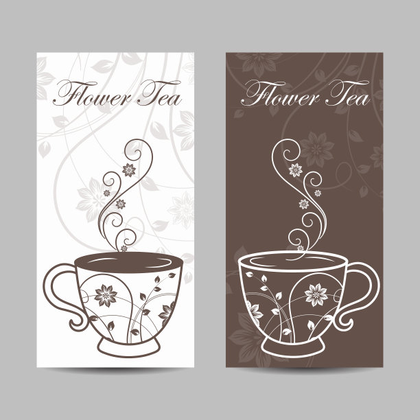 设置垂直横幅杯与花卉设计图片下载