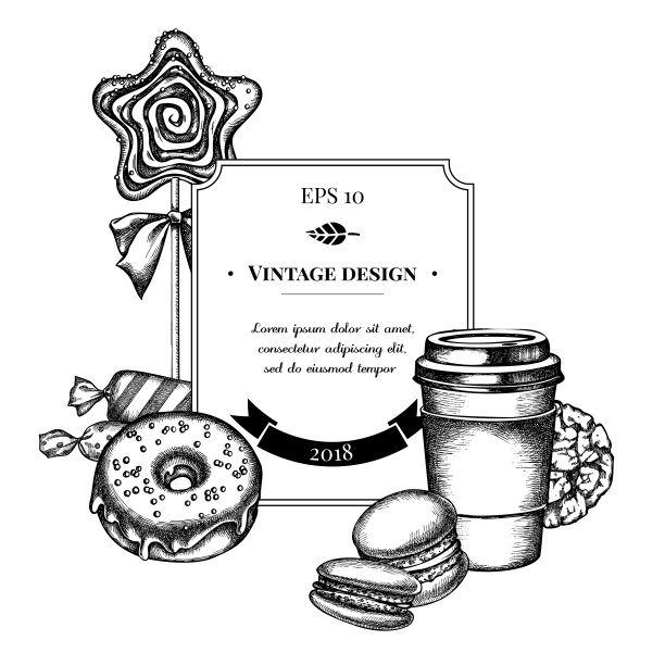 徽章设计与黑白马卡龙糖果图片下载