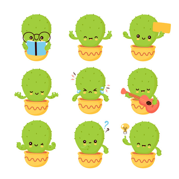 可爱快乐微笑的仙人掌情绪图片下载