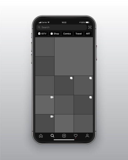 设计模板instagram暗模式应用程序UI图片下载