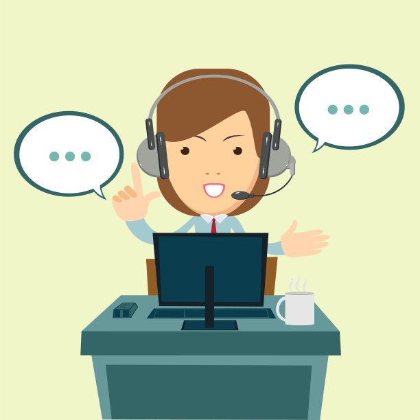 微笑的女接线员在呼叫中心工作图片下载