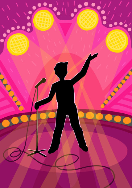 男人在舞台上拿着麦克风的电视节目图片下载