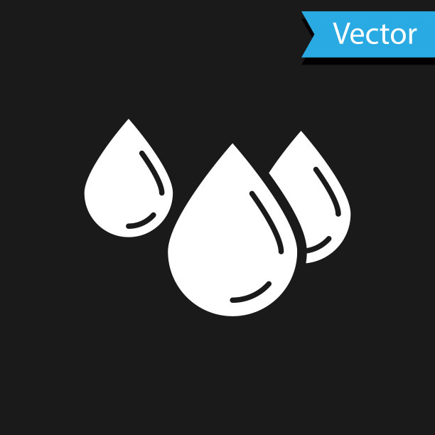 白色水滴图标孤立在黑色背景图片下载