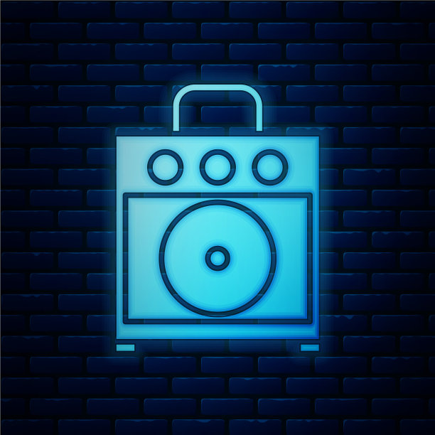 发光的霓虹灯吉他放大器图标隔离图片下载